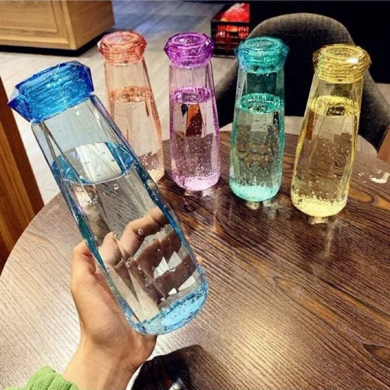 Botol Kaca Diamond Kristal Bottle Tumblr Tempat Minum Botol Minum Unik  - TANPA BOX