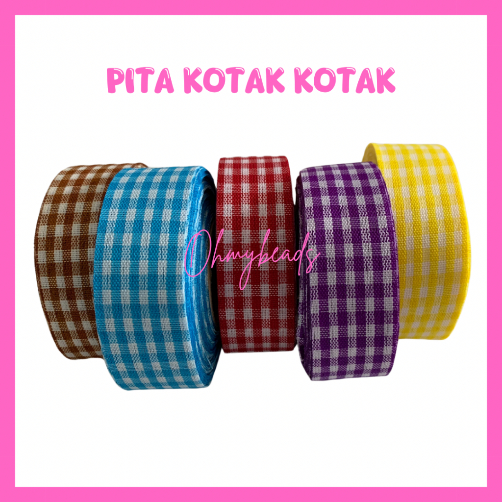 

￼Pita Kotak 1 Inch (2,5cm) Panjang 20 yard (18 mtr) / Pita Kotak Kotak