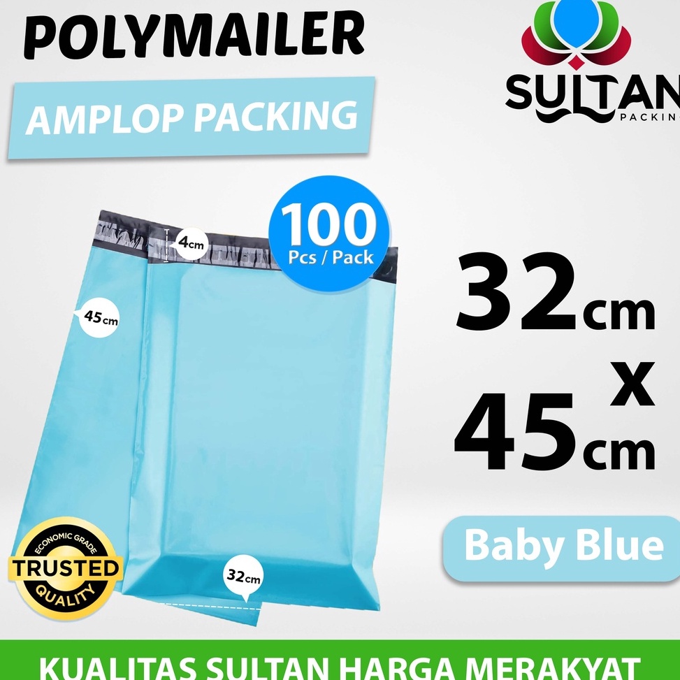 

KODE J6SBT Polymailer Pack Tosca Baby Blue 32cm x 45cm Termurah Amplop Plastik Packing Olshop Ekonomis