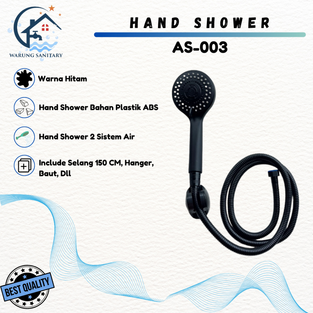 HAND SHOWER KAMAR MANDI / KEPALA SHOWER MANDI / SHOWER HEAD MANDI HITAM