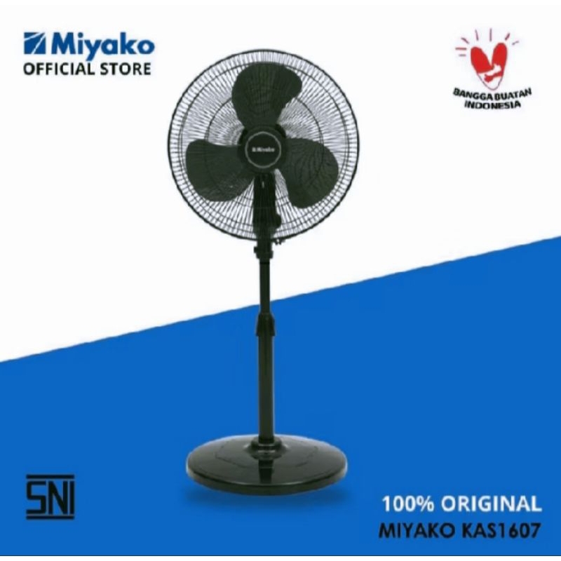 Miyako Kipas angin berdiri hitam KAS - 1607 16inch / Kipas miyako / Kas 1607