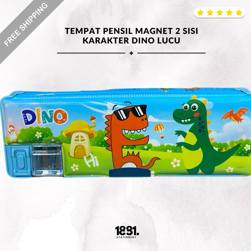 

Tempat Pensil Magnet 2 Sisi Karakter Dino / Penyimpanan Besar / Rautan Manual