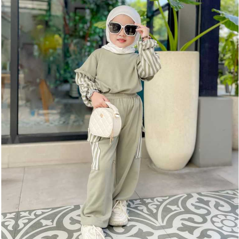 Ariel OneSet By BabyAra | Setelan Celana Anak Muslim l Outfit muslim Anak Perempuan