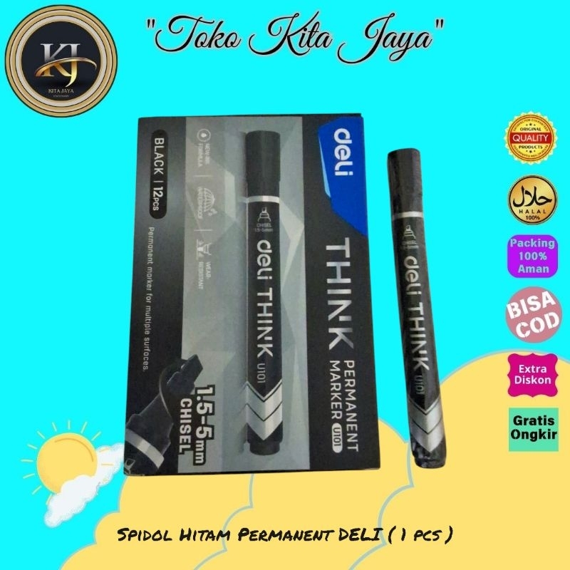 

Spidol Hitam Permanent DELI U101 ( 1 Pcs )