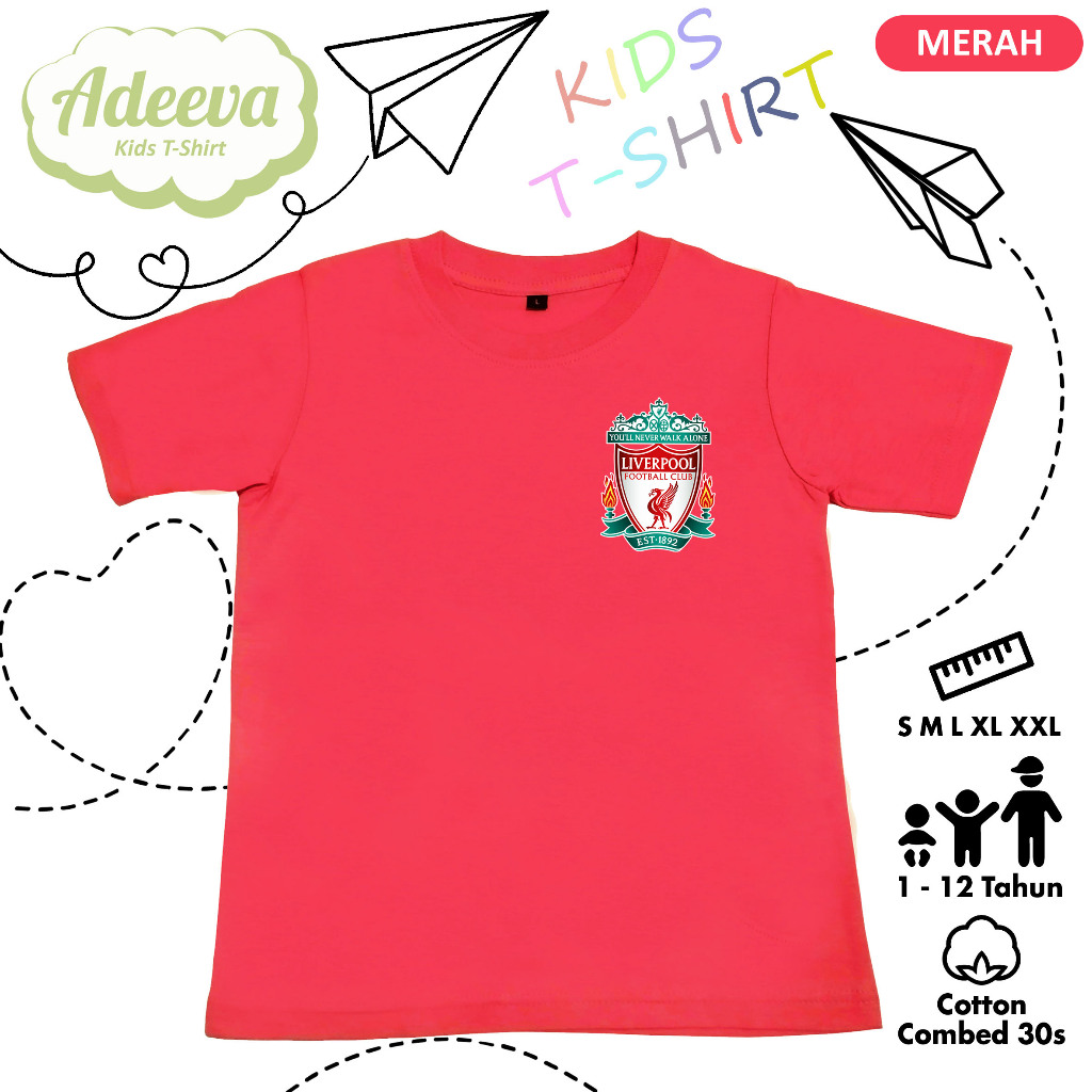 Kaos Liverpool Anak Usia 1-12 Tahun Baju Atasan Anak Bola Liverpool