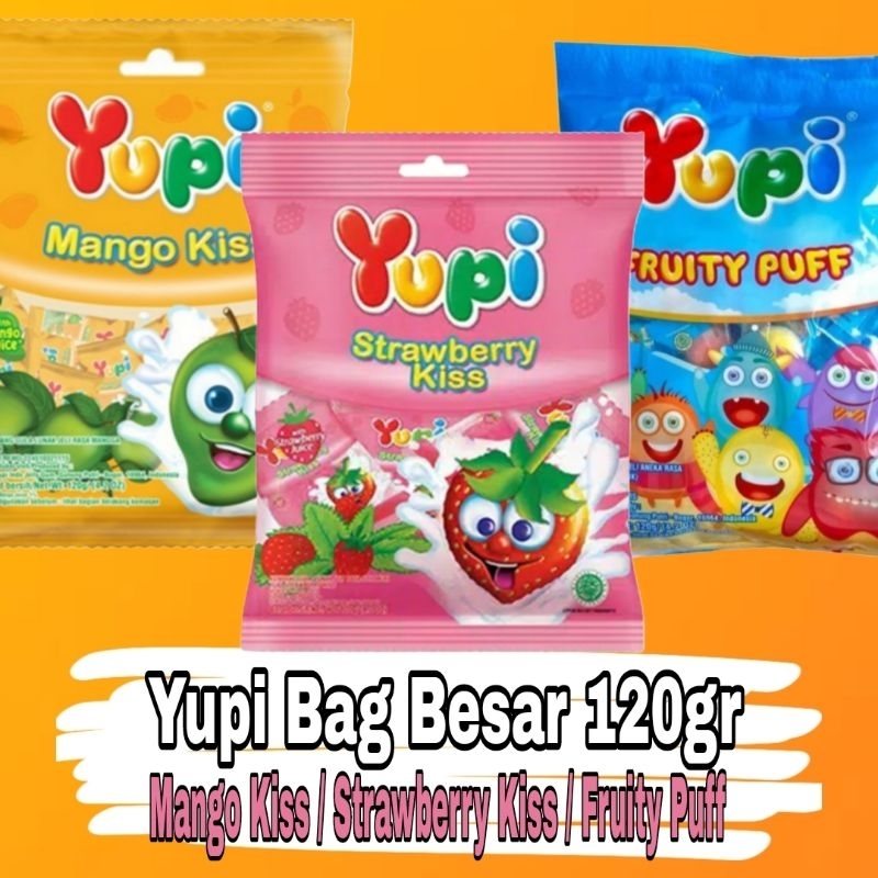 

Permen Yupi Bag Besar 120g Strawberry Kiss / Mango Kiss / Fruity Puff