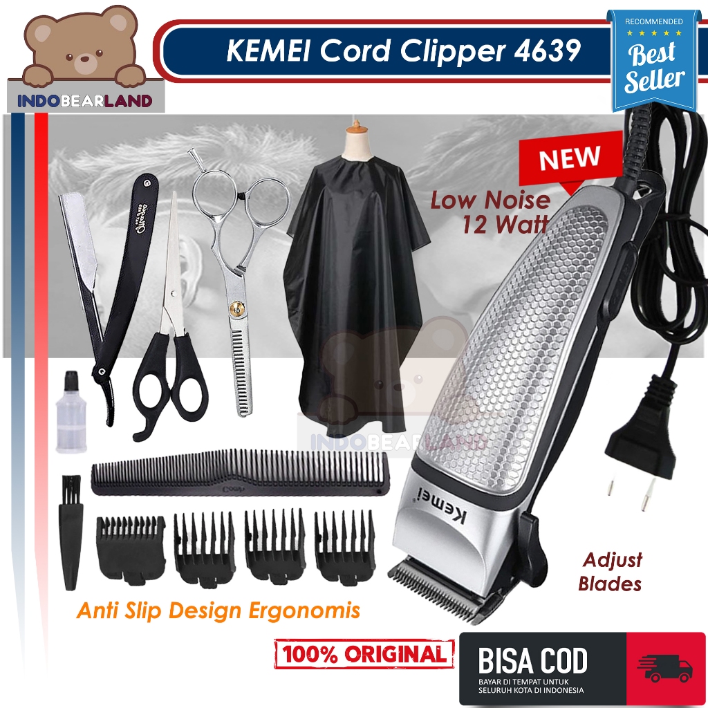 Alat Cukur Pangkas Rambut Lengkap KEMEI Hair Trimmer Mesin Cukur Barbershop Cukuran Elektrik