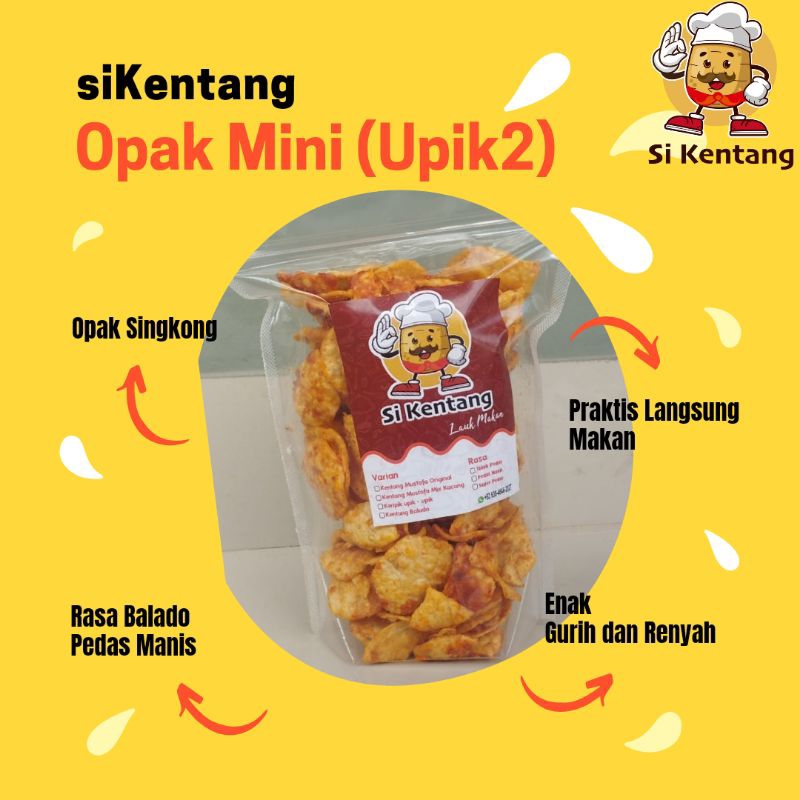 

Si Kentang Opak Mini (Upik-Upik Singkong) Rasa Balado Pedas Manis Renyah 350gram