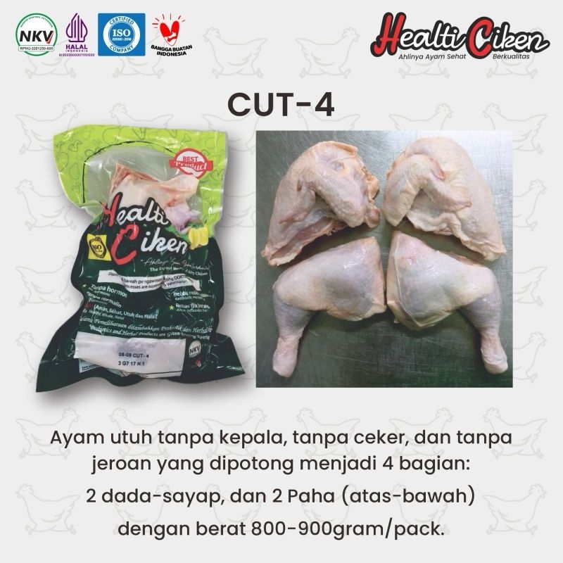 

Ayam Cut 4 Berat 700gr-800gr