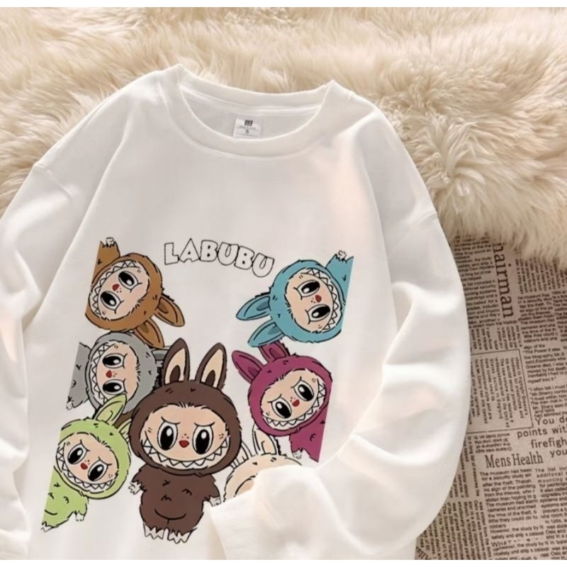 Sweater Crewneck WANITA DEWASA FRIN LABUBU M L XL XXL JUMBO Switer Cewek Oversize Labubu FRIN Boneka