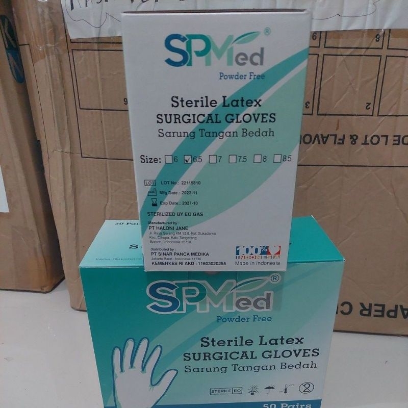 Sarung tangan tangan Steril SPMED NO 6.5 (1Box 50pasang)