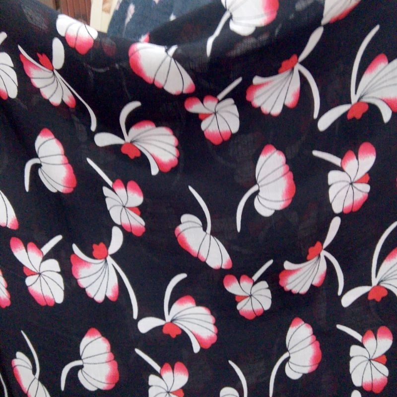 kain sifon crepe motif - kain sifon motif bunga - kain sifon meteran - ajt