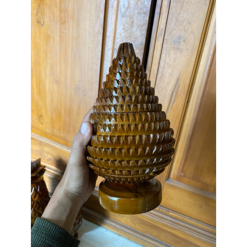 Kerajinan kayu jati/toples tempat permen motif salak/toples kayu jati/toples permen kayu jati