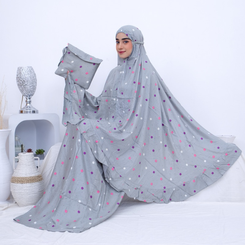 Mukena rempel bahan katun rayon ukuran XL besar