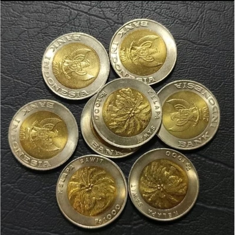 Koin Kuno SERIBU RUPIAH ( 1000 ) Gambar Kelapa Sawit Bersih Kinclong & Asli 100%