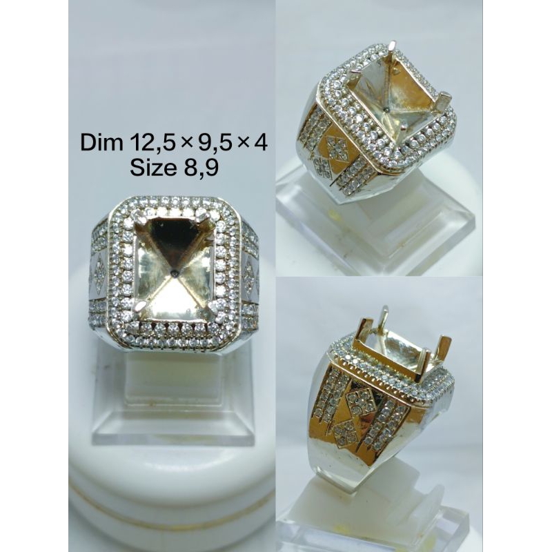 Ring cincin/emban alpaka super microsetting full zirkon/diamond tumpuk