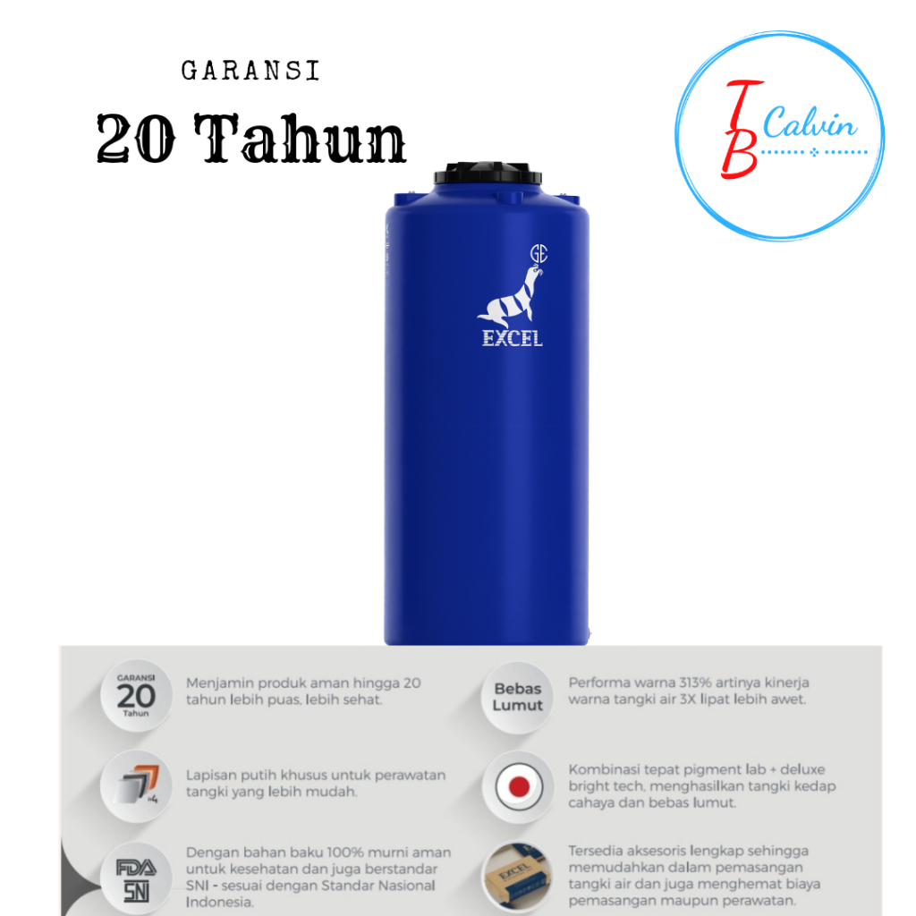 Tangki / Tandon / Toren Air Excel 1000 Liter AL 1100 TG isi 1050 Liter