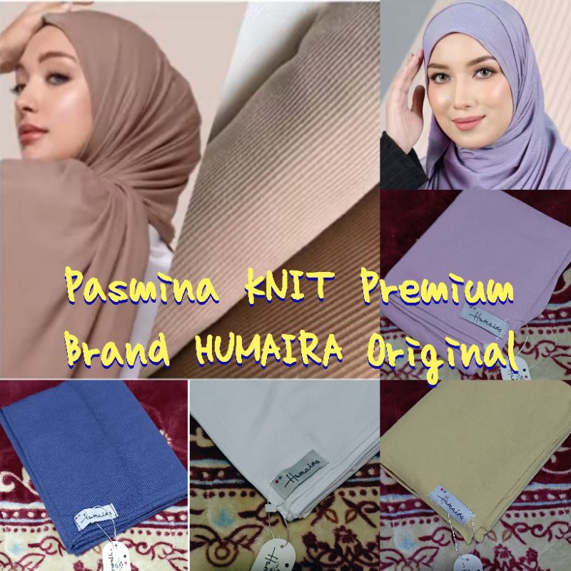 Hijab Jilbab Pasmina HUMAIRA Scraft Bahan KNIT Premium Uk 180x75 Original 100% Brand HUMAIRA