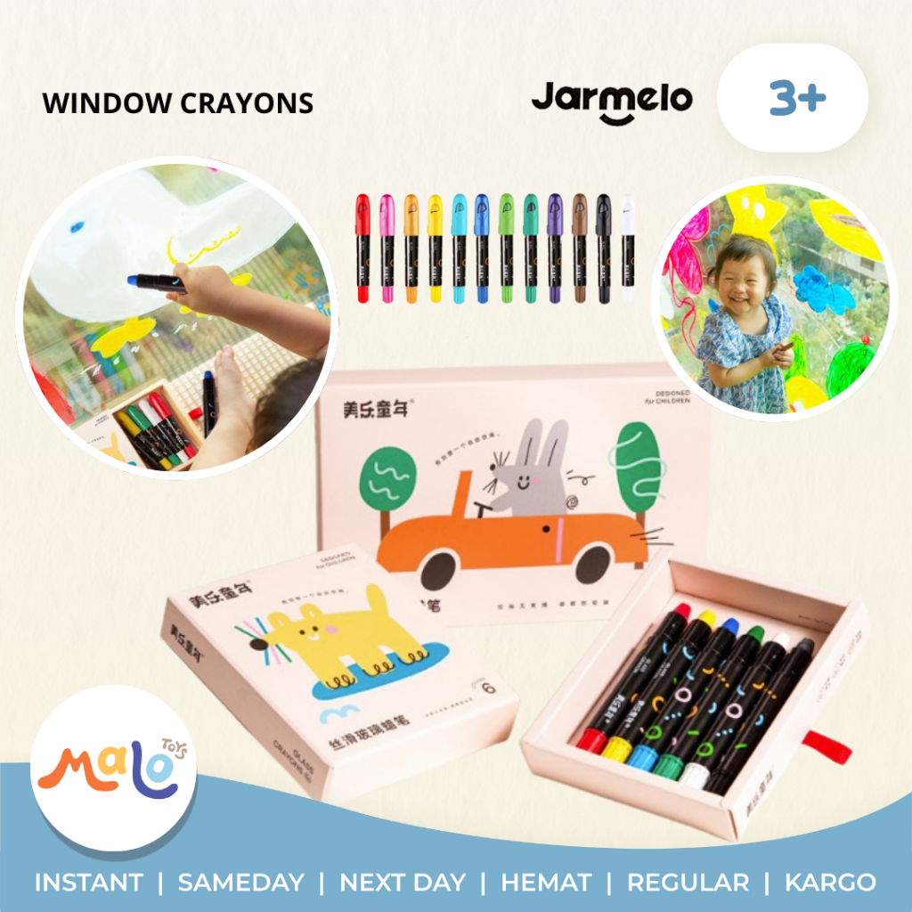 

JARMELO Window Crayons 6/12 Colors Krayon Kaca Jendela Nontoxic Crayon Coloring Mewarnai Anak Joan Miro Jar Melo Malo Toys