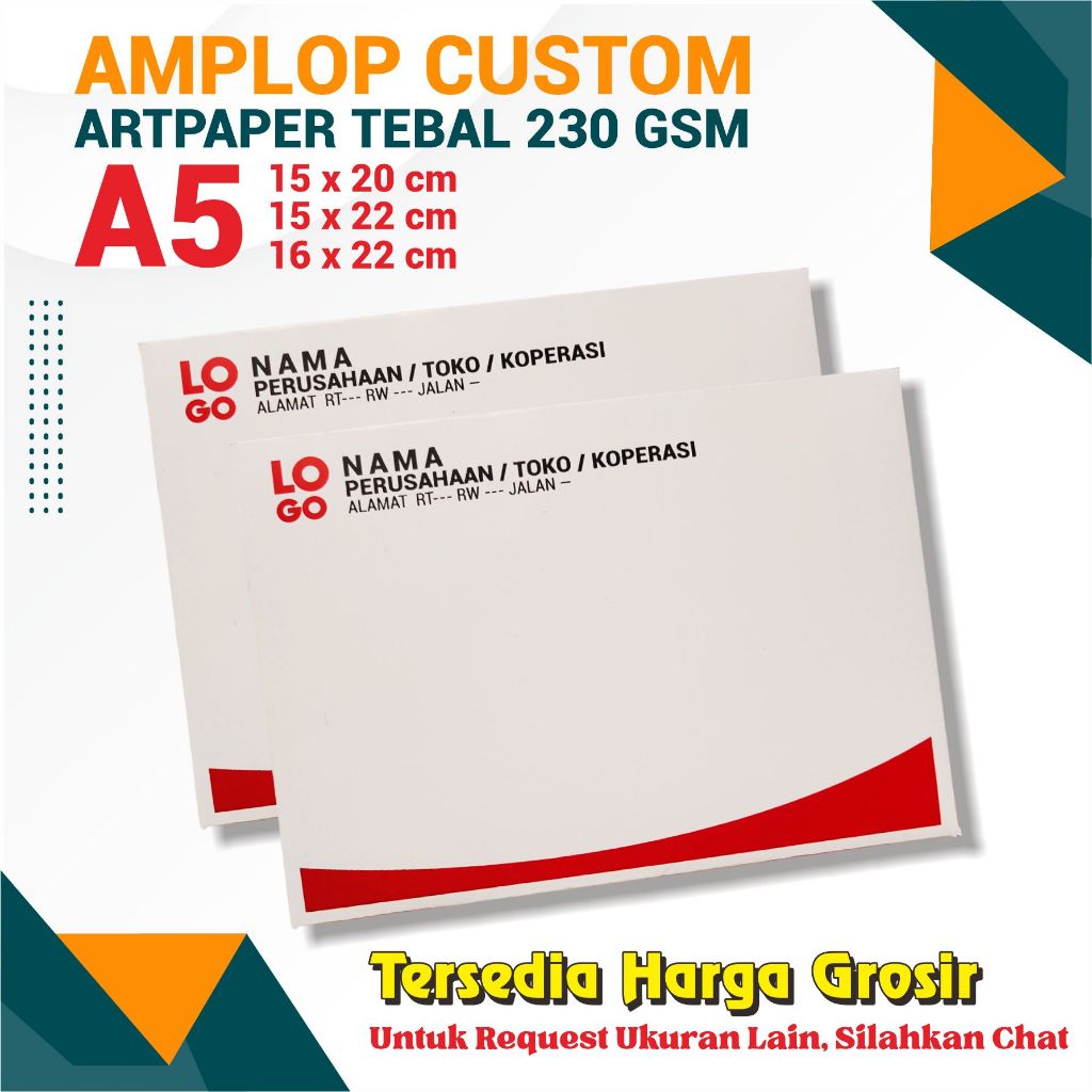 

Amplop Custom | Amplop 15x20 cm Custom Desain | Amplop ArtPaper 230gsm 210gsm 150gsm Lebih Tebal daripada HVS | Amplop Custom Folio Cetak Laser