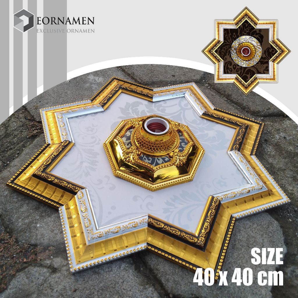 ornamen lampu plafon pvc gypsum ukuran 40 x 40 cm
