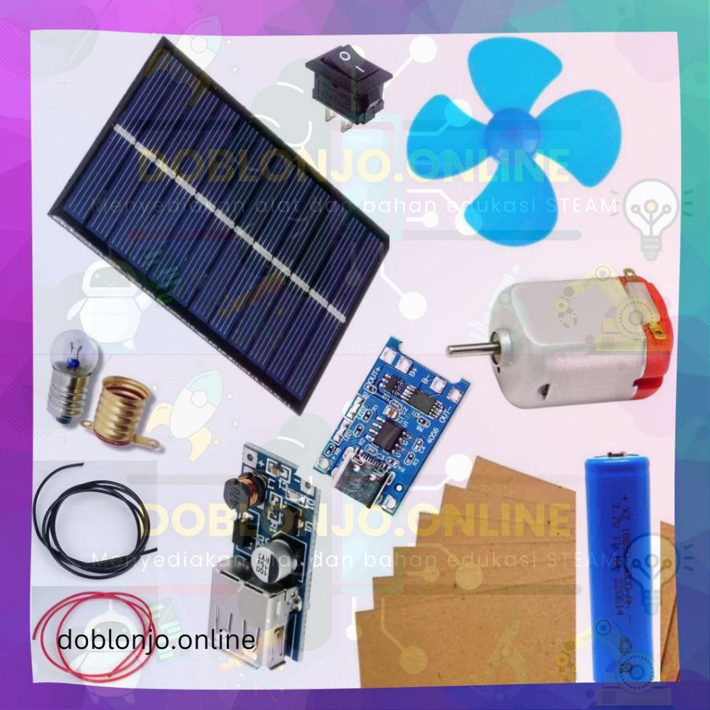Alat peraga edukasi pembangkit listrik sederhana tenaga surya lengkap bisa untuk Cas HP