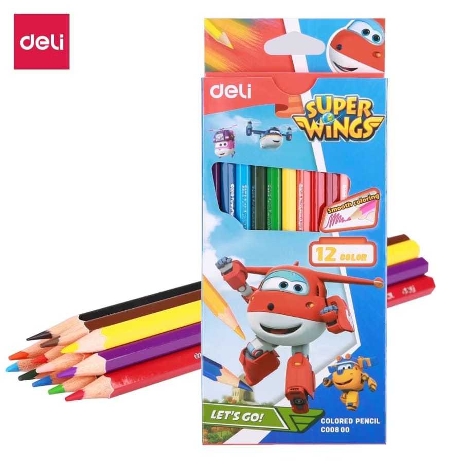 

DELI - EC00800 Pensil Warna Kayu 12 warna / Pensil Warna Anak Super Wings