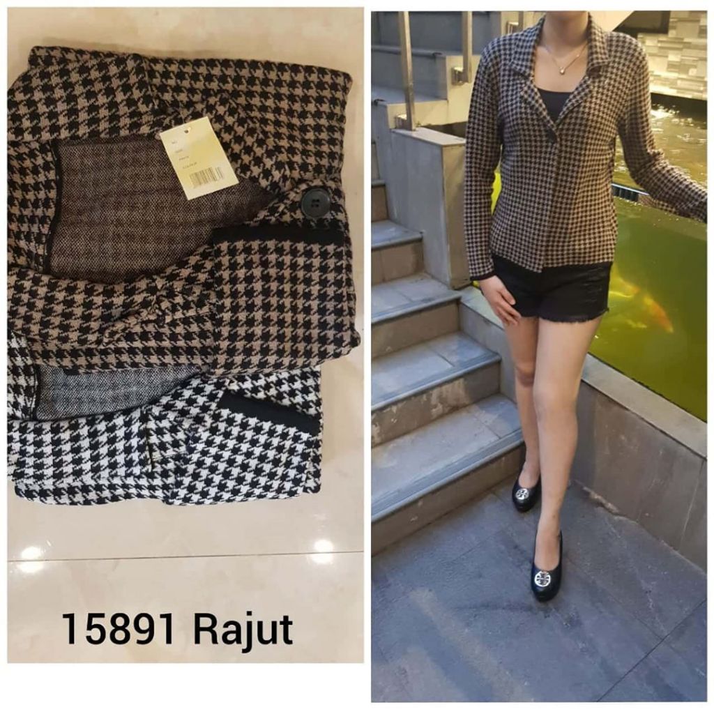 GB Blazer Lengan Panjang Wanita Bahan Kain Rajut