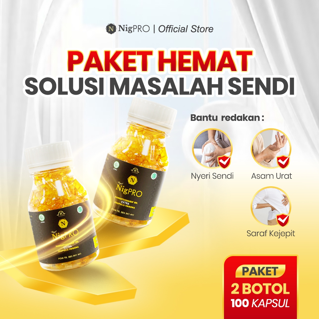 ROYAL NigPRO Habbatussauda Oil Extra Propolis Trigona Herbal Nyeri Sendi - Paket 2 Botol Isi 100 Kap