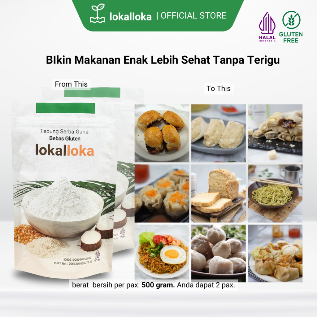 

Tepung Serba Guna Gluten Free Lokalloka 1kg Pengganti Terigu