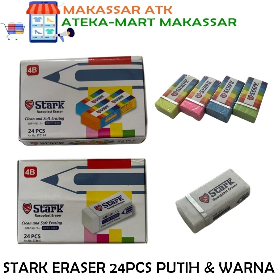 

[BOX/24PCS] GOZTAR ERASER B-24C WARNA B-24 HITAM STARK ST86 ST018E