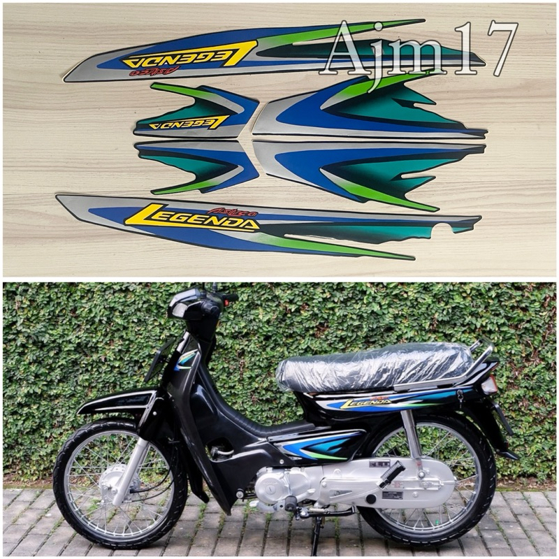 STIKER STRIPING MOTOR LEGENDA 1 2001 HITAM HIJAU