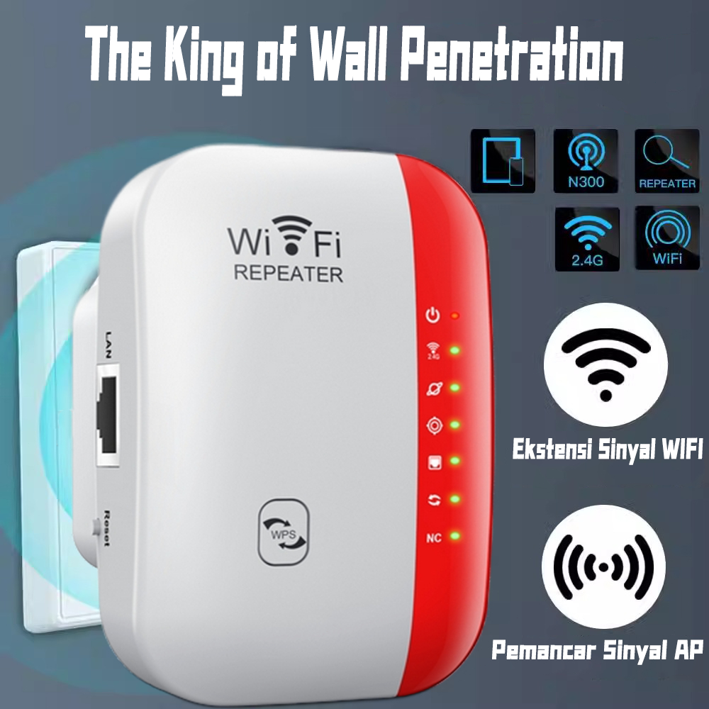 WiFi Repeater  WiFi Extender   WiFi Amplifier Mini Repeater 300Mbps  Jangkauan Ekstensi Sinyal WiFi.