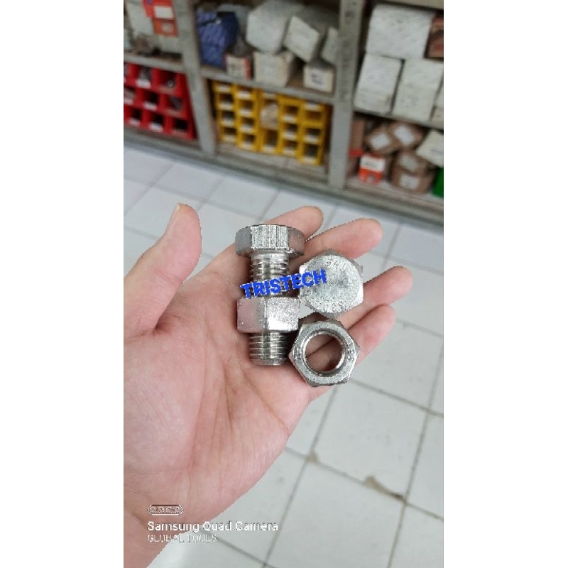 baut mur stainless 304 kuncin14 3/8 x 2 bolt nut hex ss304 sus 304 THE baut 14 drat kasar 3/8x2 baud