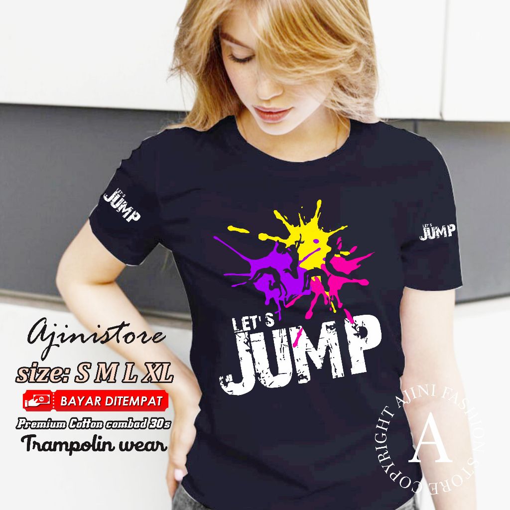 kaos trampolin atasan olahraga trampolin baju trampolin sports senam gym(LETS JUMP) trampoline fitne