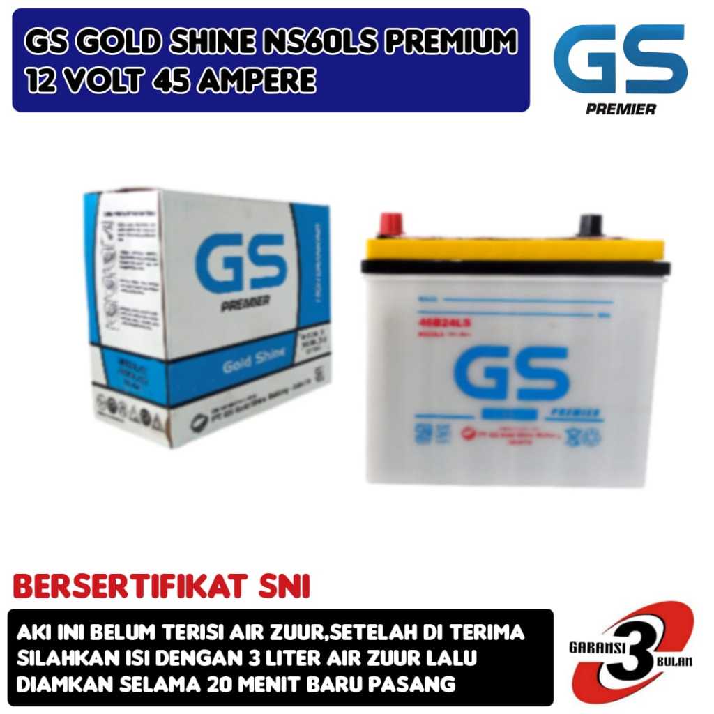 Aki Mobil New Yaris/Etios/Corolla/Sienta/Vios/CRV/Avega/Lancer GS Gold Shine Premium Ns60LS Hybrid 4