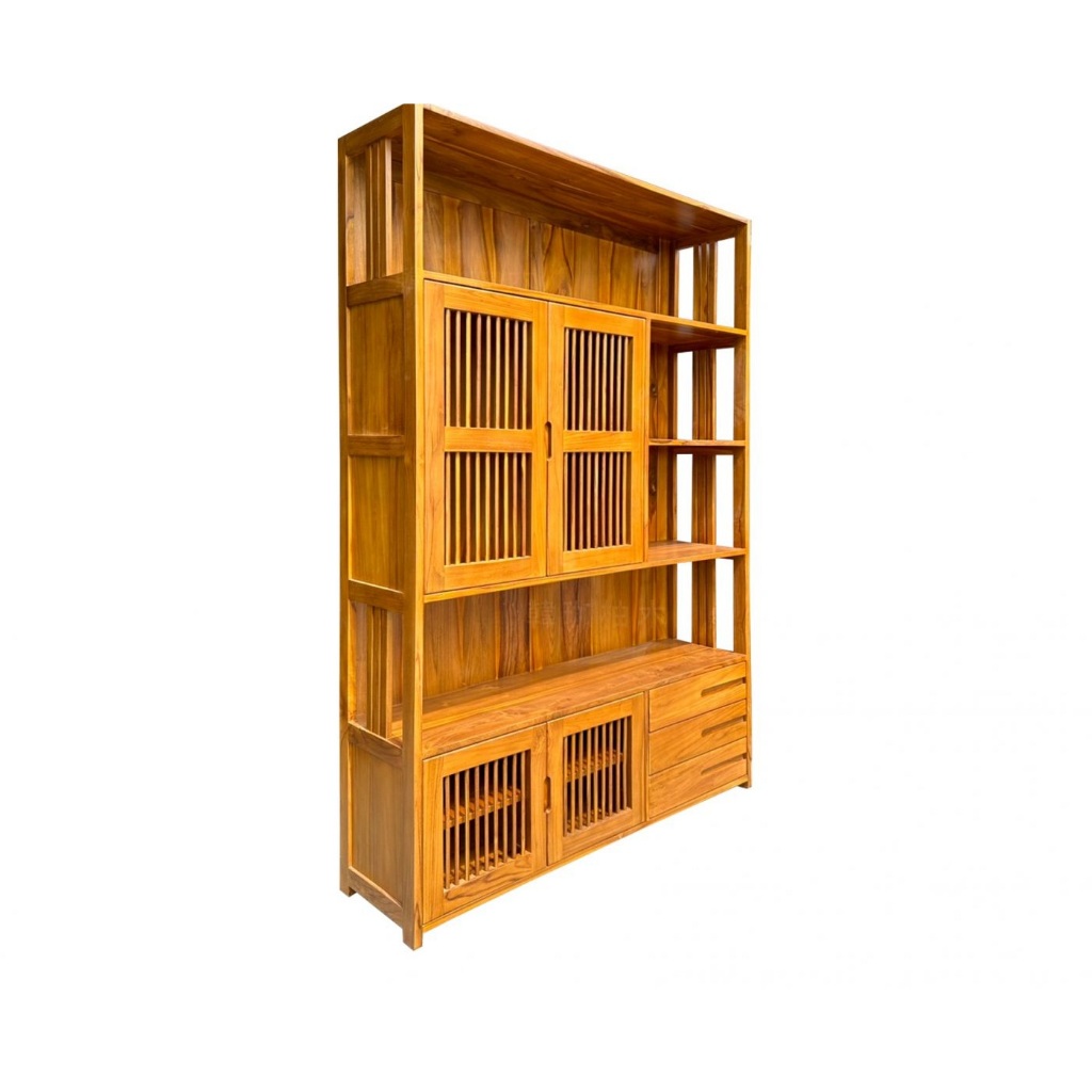 Buffet Partisi Kayu Jati – Lemari Penyekat Ruangan & Buffet Hias Multifungsi Minimalis