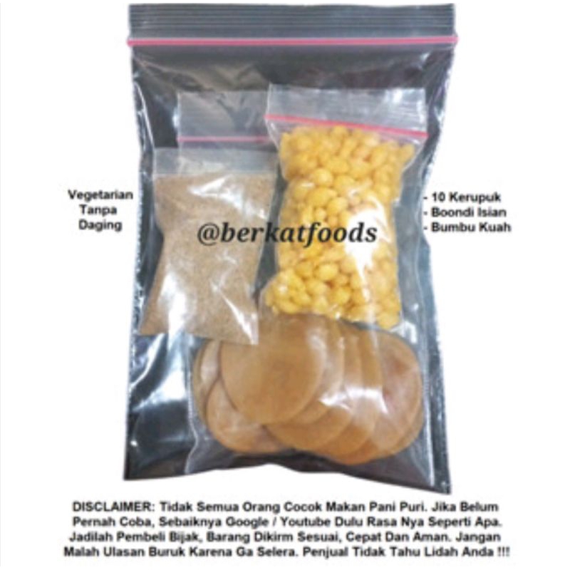 

Panipuri Set Lengkap Mini / 10 Kerupuk Dry Puri Boondi Isian & Bumbu Kuah Masala