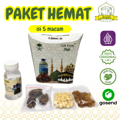 

Oleh Oleh Haji dan Umroh Hampers Paket Hemat Air Zamzam ori + Kurma Khalas + Kacang Arab