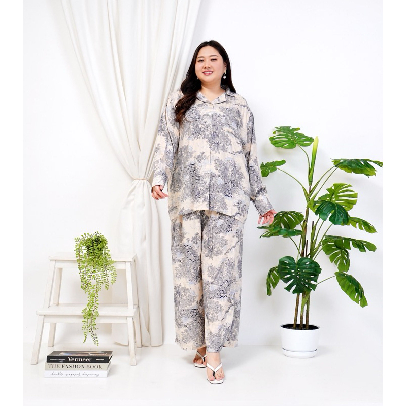 SETELAN RAYON JUMBO LENGAN PANJANG CELANA PANJANG ONE SET PIYAMA JUMBO LD 140 CM