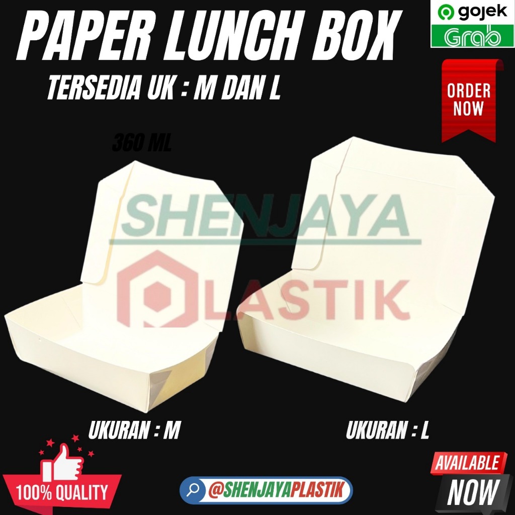 

PAPER BOX,LUNCH BOX,KOTAK MAKANAN PUTIH TAHAN MICROWAVE | MERK LEGENDA | UK M,L | ISI 50PCS/PAK