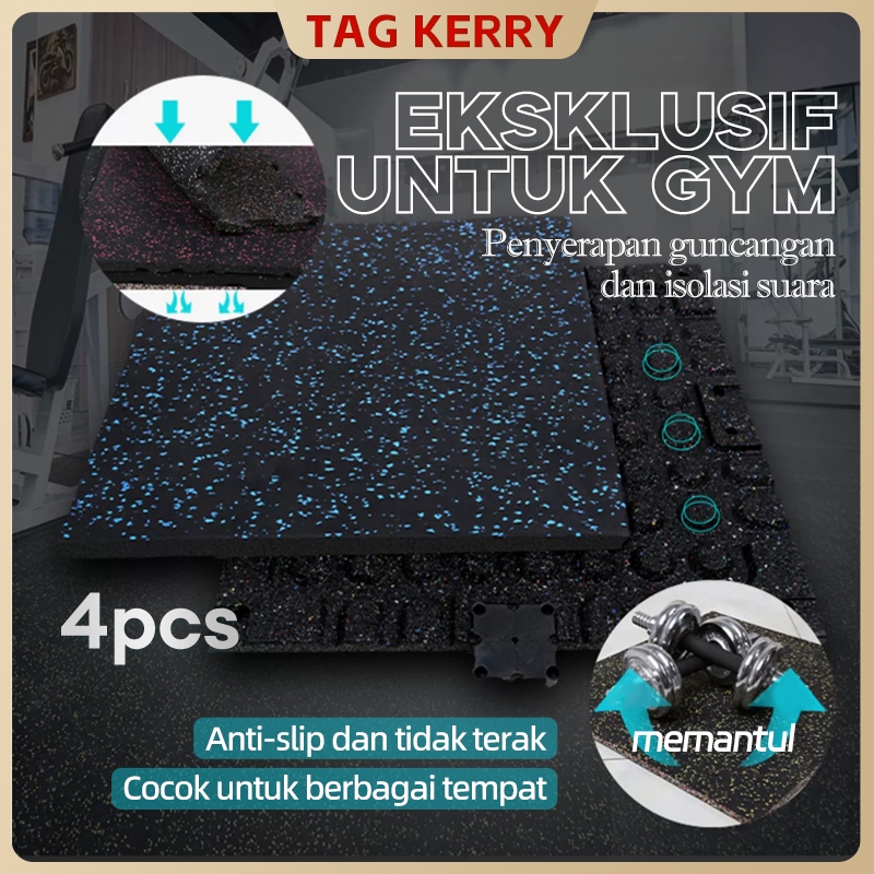 Matras mat Olahraga Gym50*50*2.5(4pcs)/RUBBER FLOORING tebal 20mm/Mudah Dibersihkan Waterproof Bahan