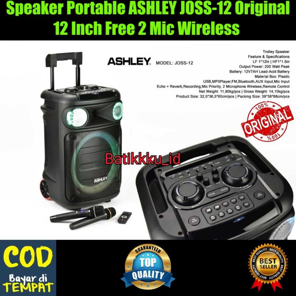 Speaker Portable ASHLEY JOSS 12 JOS 12 JOSS12 JOS12 ORIGINAL 12 INCH TROLLEY SPEAKER
