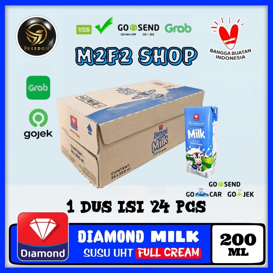 

DIAMOND Milk Susu Kotak UHT Full Cream | Plain - 200 ml Kemasan Karton (Khusus Bluebird/Gosend/Grab)