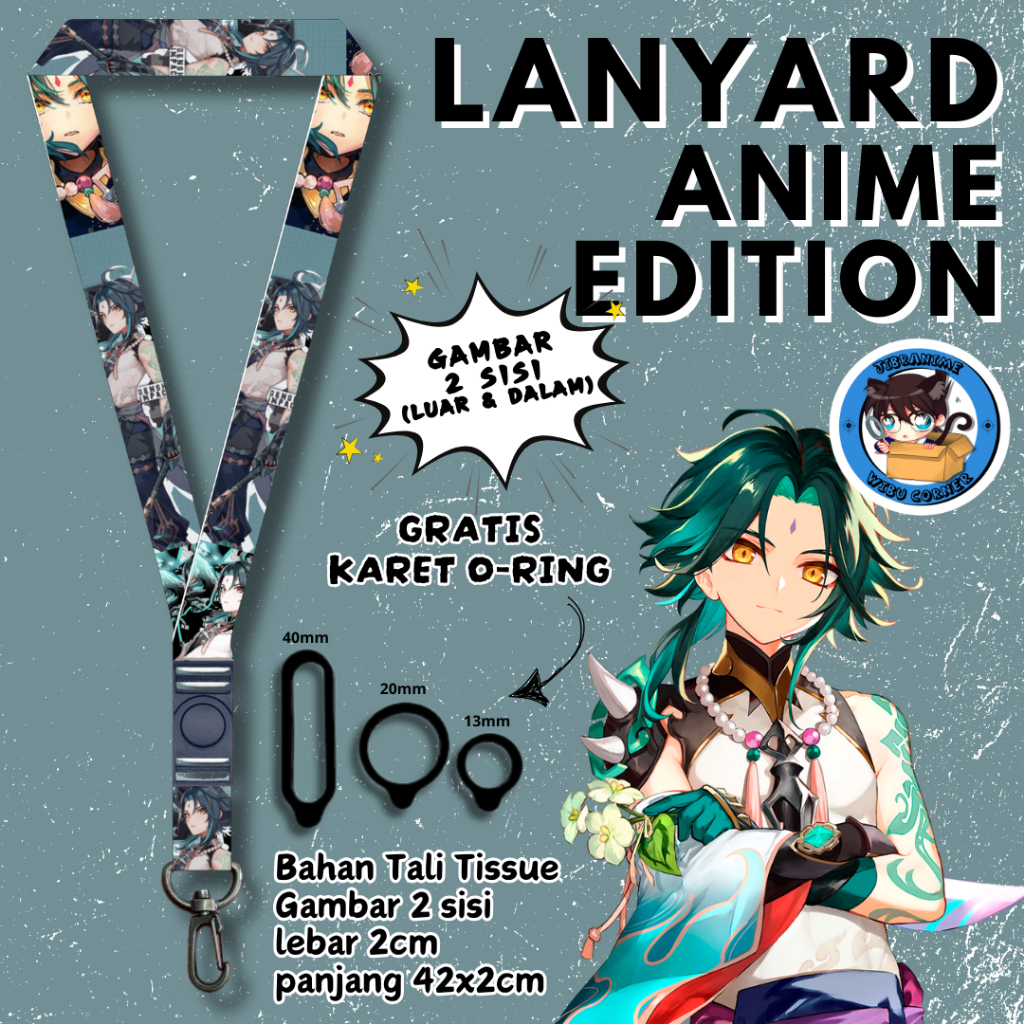 

Lanyard Panjang Anime 2 Sisi / Xiao Genshin Impact / gantungan kunci layard keychain