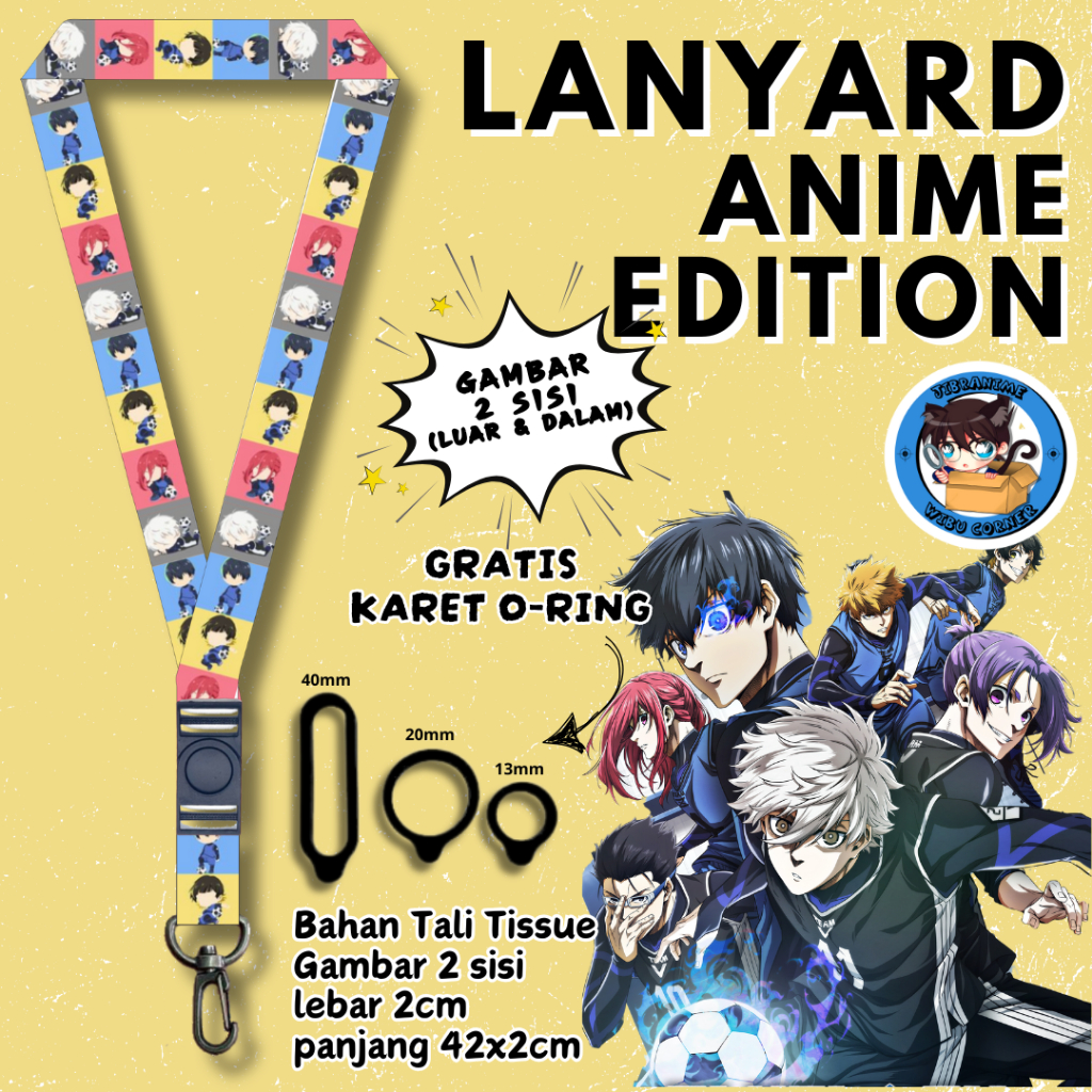 

Lanyard Panjang Anime 2 Sisi / Blue Lock Versi 2 / gantungan kunci layard keychain