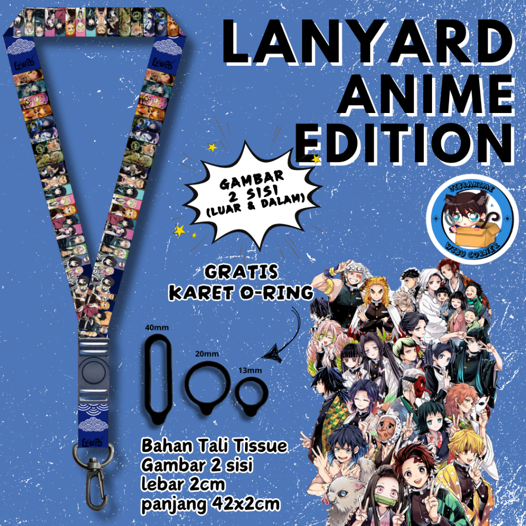 

Lanyard Panjang Anime 2 Sisi / Kimetsu No Yaiba / gantungan kunci layard keychain
