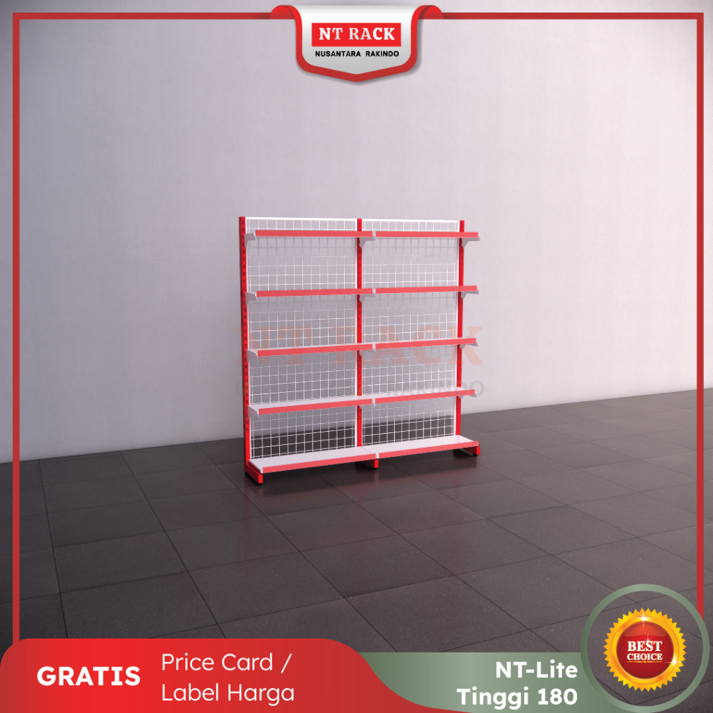 Rak Toko Minimarket Gondola Termurah Single 1 Sisi Tinggi 180 cm 5 Susun (2Set)