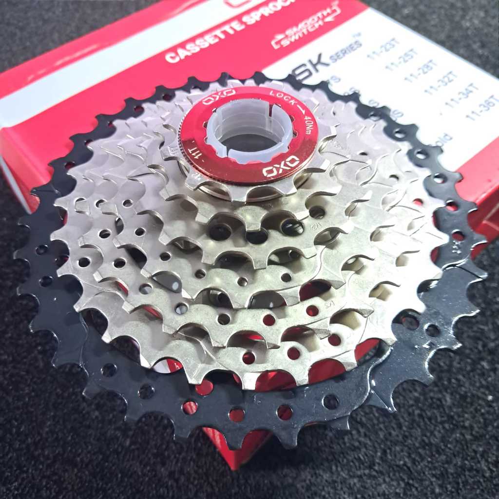 Sprocket OXO 7-Speed 11-34T CP  11-36T CP Lock Red / Sprocket 7 speed cassette slop OXO 11-34T  11-3