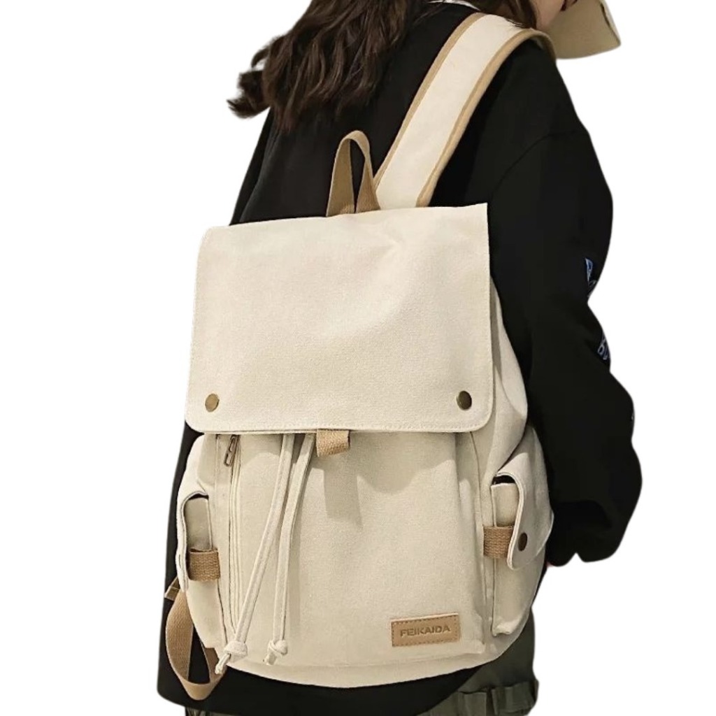 Tas Backpack Pria Kanvas Tas Sekolah Siswa Unisex Ransel Canvas Polos Kualitas Terjamin